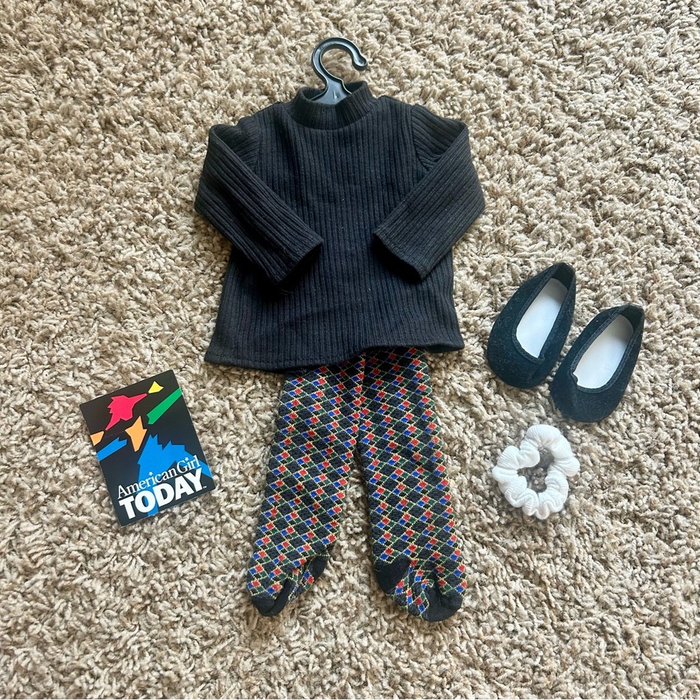 American Girl Black Ribbed Sweater and Leggings Set